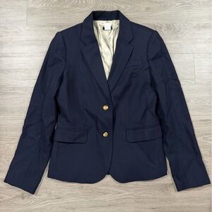 J. Crew Classic Navy Wool Women's Blazer with Gold Buttons Schoolboy